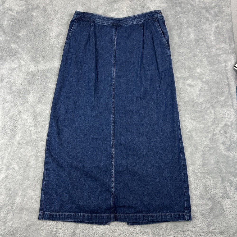 Vtg Jones New York Country Women's A-line Cotton Denim Maxi Skirt 12 Y2K Blue
